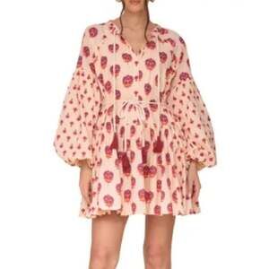 NWOT Avec Les Filles Mixed Red Floral Print Cotton Mini Dress Women's 12